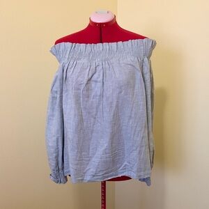 LOFT Light Gray Off-Shoulder Women's Top